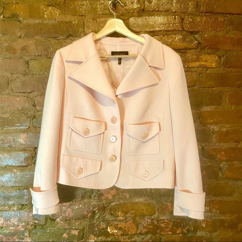 Escada Three Button Dusty Pink Wool Blazer